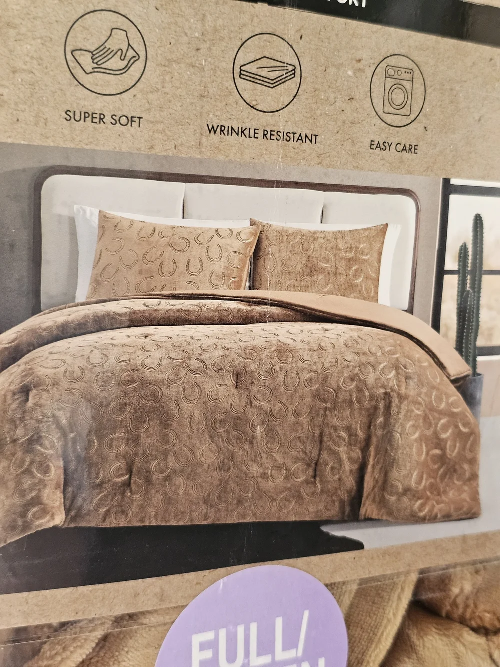 Wrangler Plush Comforter Set in Tan with Embossed Horseshoe Pattern